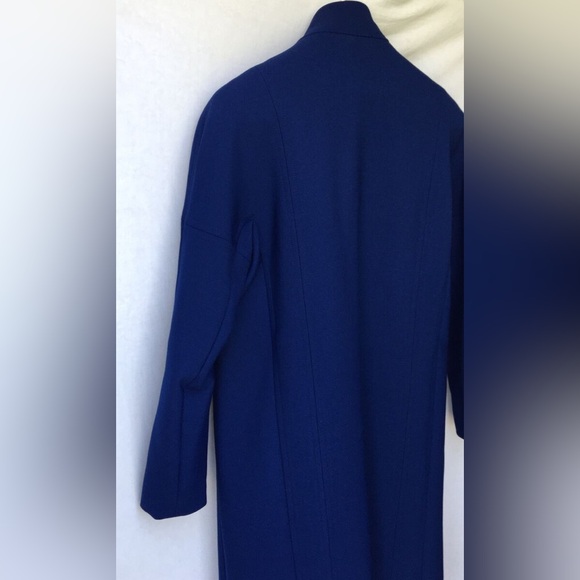 Twin Hill Cobalt Blue Long Wool 2-Way Zip Topper Coat Size 10R - Picture 10 of 15